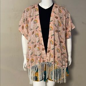 Forever 21 Pink Floral Fringe Tunic